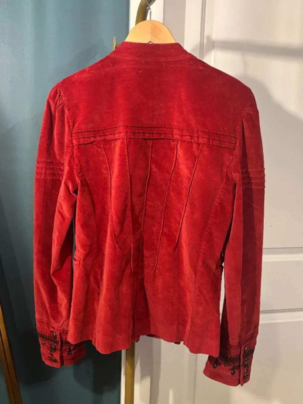 FREE PEOPLE Maven Military Style Jacket in Rio Red Velvet - Medium - Like New